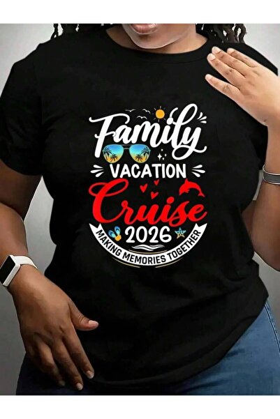 25W Family Matching 2026 Cruise Vacation Trip Black Graphic T Shirts Tee