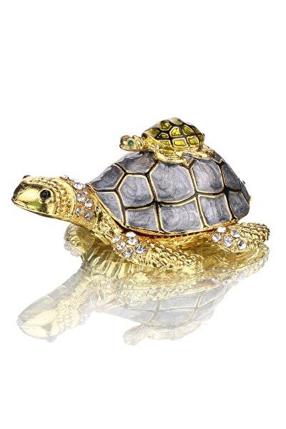 Generic Brand YU FENG Bejeweled Mother and Baby Turtle Jewelry Trinket Box wi...