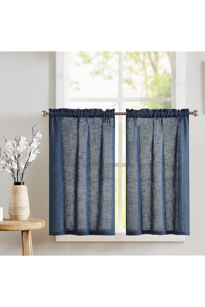 Generic jinchan Tier Curtains Valance for Living Room Tiers|36L Blue DMSZP2-2...