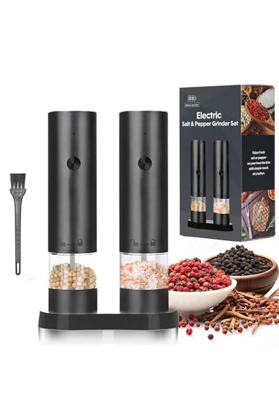 Generic BOOM Electric Salt and Pepper Grinder Set,2 Bottles in 1 Holder Autom...