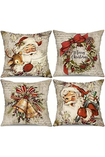 Generic Christmas Pillow Covers Set of Santa Claus Red Reindeer Decorative Vi...