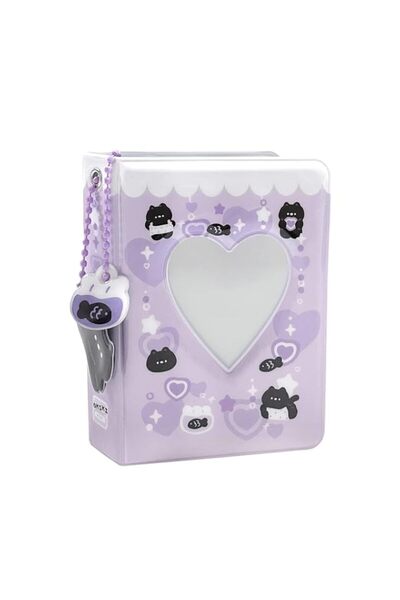 Generic 3-Inch Mini Photo Album,Heart Hollow Card Binder with Pendant,40 Pock...
