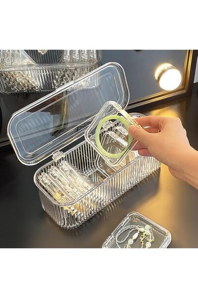 Generic Brand SYOSI 1 Pack Clear Acrylic Jewelry Organizer Box, with 12 Porta...