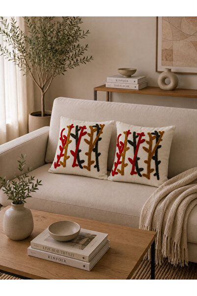 Pamuva Punch Embroidered 2-Piece Throw Pillow Cover 40X40