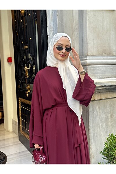 zahen liyena şallı abaya premium şifon kumaştan üretilmiş gizli düğmeli çıt ç...
