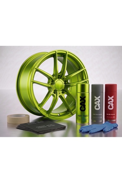caxcolors ASİT YEŞİLİ Jant Sprey Boya Seti - Akrilik Boya + Astar + Vernik + ...
