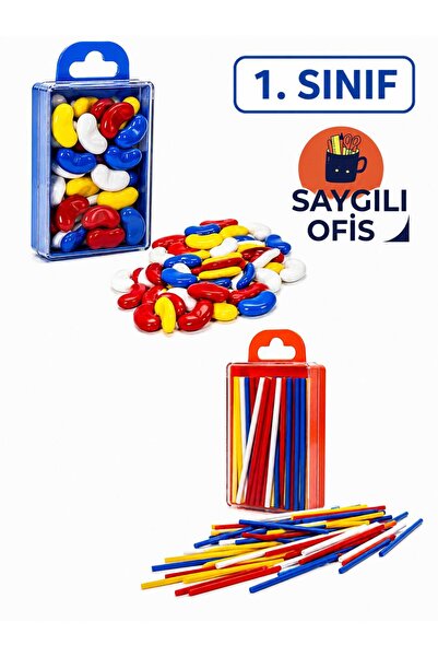 SaygılıOfis Sayı Sayma Seti 1 Paket Plastik Sayı Sayma Çubukları ve Fasülyele...