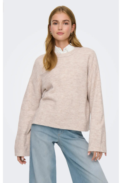 ONLY Women's Onlsimoni L/S O-Neck Beige Sweater - 15368976