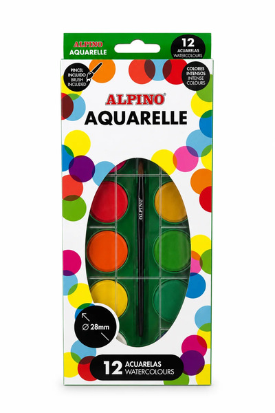 Alpıno lpino Aquarelle 12 Renk Sulu Boya Seti | Fırçalı Resim ve Boyama Boyas...