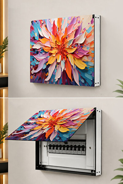 kutuTR Dekoratif Sigorta Kutusu Kapağı 39x32 cm Açılır Kapaklı Elektrik Panosu Gizleme Paneli SS032