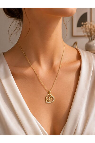 MARE BUTİK Snake Detailed Double Heart Figured Zircon Stone Steel Necklace – ...