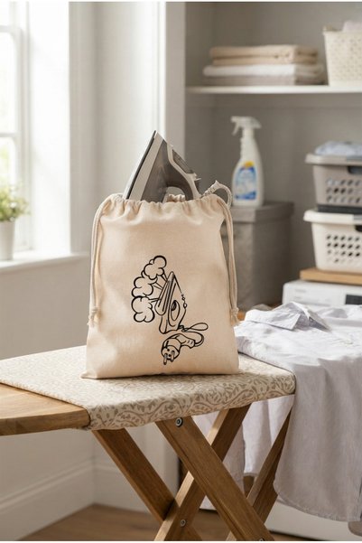 aprendi dünyanı ve kendini koru,ham bez kullan Ütü Saklama Kesesi – Dekoratif ve Fonksiyonel Ev Düzenleyici 30x40 CM - 1 Adet