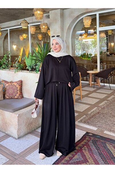 nurvina modest wear Oversize Modal Fabric Tunic with Grass Detail, Double Set...