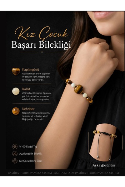 ÖĞRENCİ BAŞARI BİLEKLİĞİ, DOĞAL TAŞ KIZ ÖĞRENCİ BİLEKLİĞİ,KAPLANGÖZÜ,KALSİT,KEHRİBA BİLEKLİK