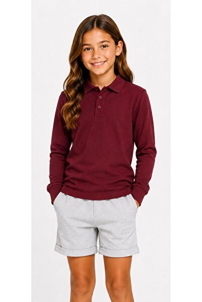 BAGİSTA BUTİK Unisex Cotton Plain Woven Polo Collar School T-Shirt