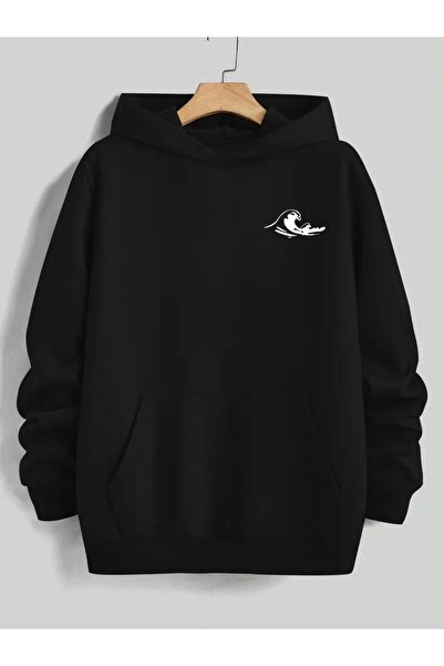 FUFLUNS Wave Printed Oversized Unisex Women'S/Men's Hooded Sweatshirt
