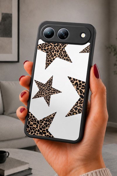 TECNO Spark 40 5G Uyumlu Leopar Yıldız Deseni Parlak Baskılı Kamera Korumalı ...