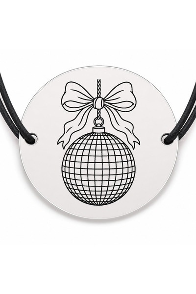 Simoshop Brățară argint 925 cu bănuț gravat glob disco cu fundiță, șnur negru...