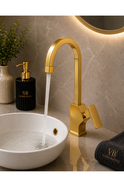 vb vitrinbanyo صنبور حوض غسيل ذهبي اللون من سوغي - صنبور حوض غسيل نحاسي عتيق ...