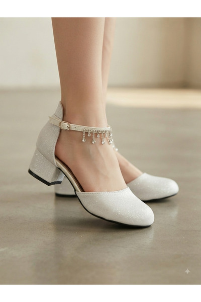 PATİK BEBE Girls' White Color Comfortable Square-Heeled Stylish Dress Shoes