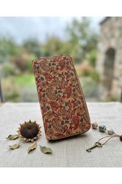 sadiksvintage Deri Vegan Vintage Ahşap Görünümlü Cüzdan