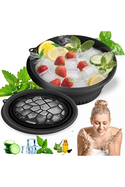 Generic Facial Bath Bowl with Built-in Cooling Ice Tray, Silicone Collapsible...