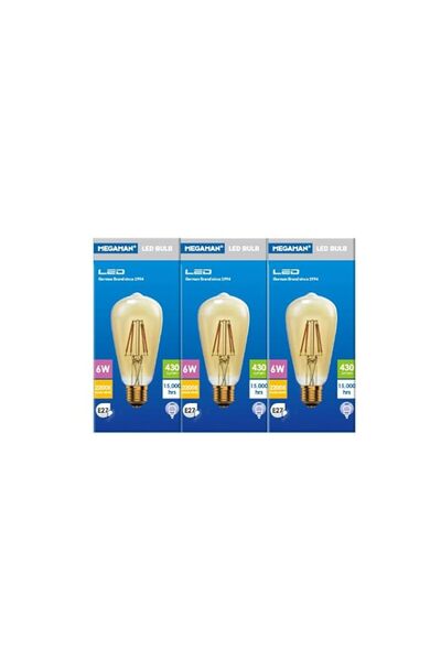 Generic Megaman Led Vintage Decorative 6w 2200k E27 Nondim (pack of 3)