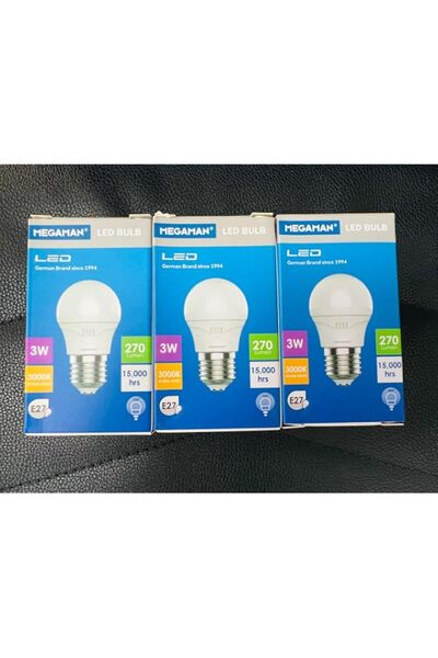 Generic Megaman pack of (3 bulbs), Warmwhite, 3w E27, Classic P, drop led