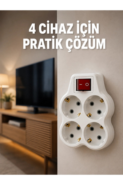 Epilons Wireless Wall Mounted 4-Outlet Power Strip with Switch Electrical Soc...