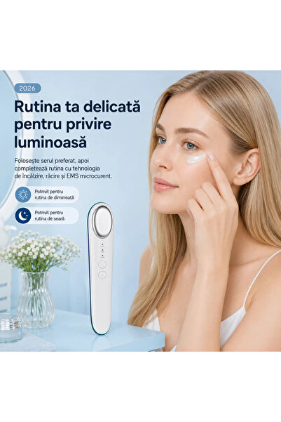 MILORI Dispozitiv Masaj Ochi cu Funcție Cald-Rece, Vibrații și LED –