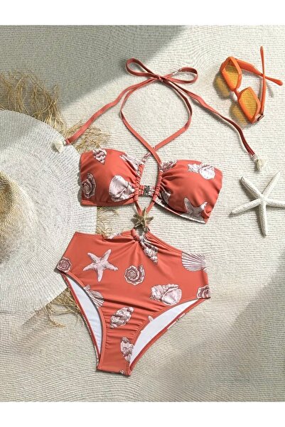 Lilly Capri Coral Mercan Deniz Kabuğu Desenli Kadın Mayokini