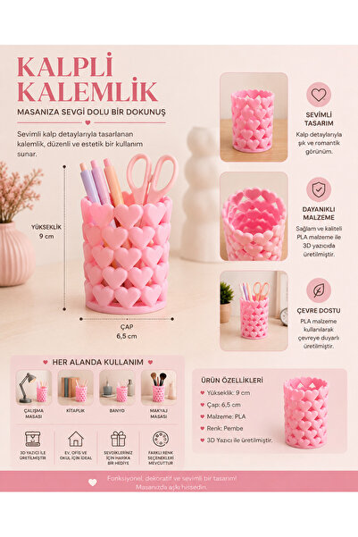 Genel Markalar Kalpli Kalemlik – Dekoratif 3D Baskı Kalem Organizeri