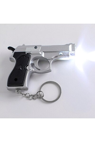 OEM Breloc lanternă argintiu în formă de pistol 7.8x1.5x5.5cm