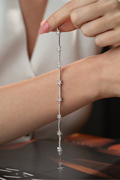 Silvano Jewelry 925 Ayar Gümüş Yıldız Model Pırıltı Serisi Bileklik