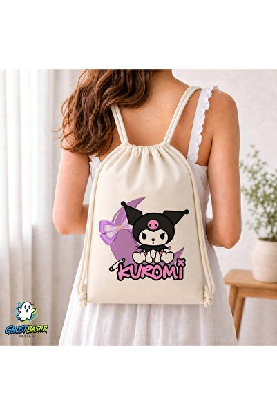 Ghostbastır Design Kuromi Drawstring Linen Bag C166