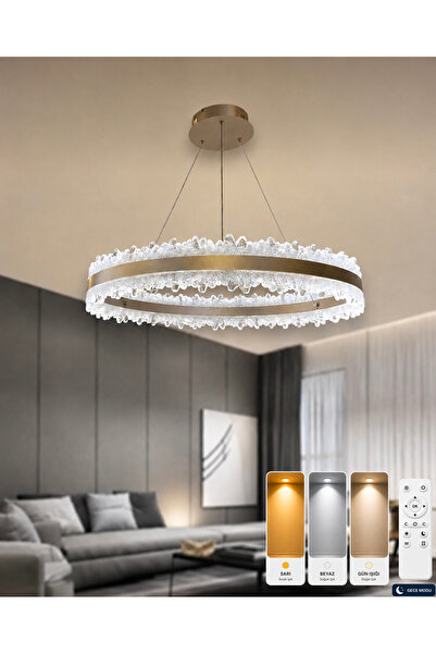 Genel Markalar 3 Renk Işık Modu Kumandalı Led Modern Salon Avize 50 Cm Salon,...