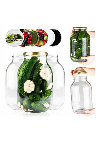 SuperButelki Set Borcane din Sticla cu Capace Incluse, 4000 ml, 26.5x15.5 cm,...