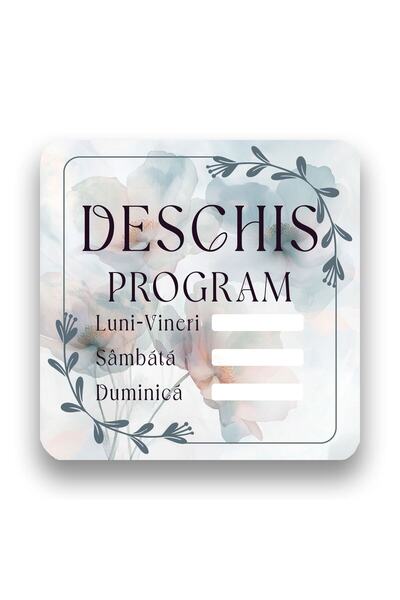 OEM Indicator semnalizare Deschis / Inchis Floral, PVC, 20 x 20 cm