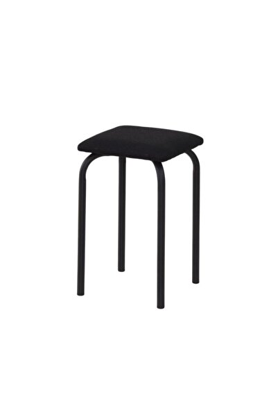 OEM Taburet Frey, fix, patrat, material textil, negru, 29 x 29 x 47.5 cm