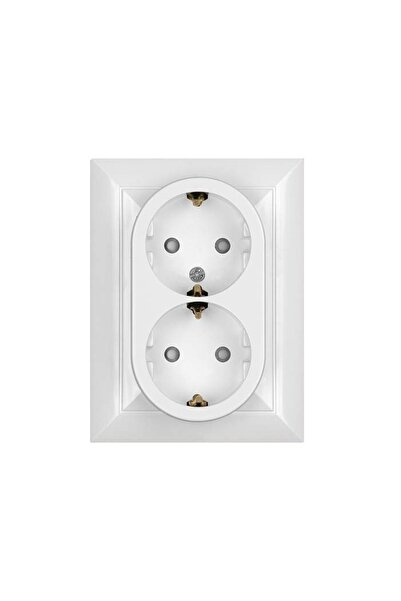 OEM Priza schuko dubla Abex Perla PT-7PS, incastrat, contact de protectie, alb