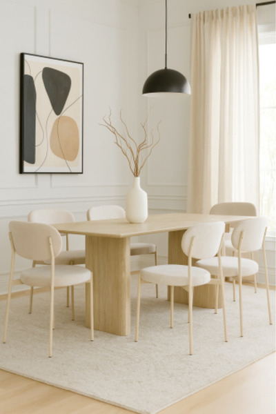 seindyan Dining Table Set 6 Chairs Wood Tufted Upholstered Dining Chairs
