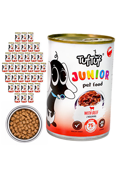 Tuf Tuf TufTuf Junior hrană completă pentru căței cu vită, conservă 36x415g b...