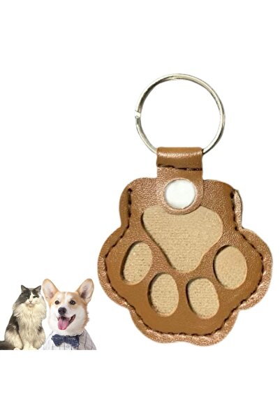 Choice brown Leather Memorial Pet Hair Storage Bag Cat Paw Keychain DIY Homem...