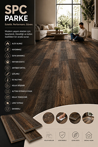 Zera Floor SPC Parke 4+1 mm Ahşap Desenli Suya Dayanıklı Kilitli Geçme Zemin ...