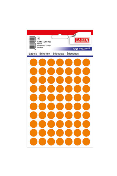 MC Micostore Round labels 13mm orange 350/taple tanex