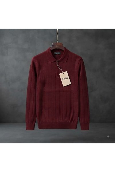 PULT Men's Long-Sleeved Zip-Up Basic Polywool Knit Sweater