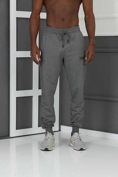 ZEYMERADE Pantaloni de sport pentru bărbați, antracit, cu fermoar ascuns, picior elastic, din bumbac
