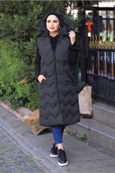 TRENDTESETTÜR Hooded Puffer Vest with Pocket Detail 0031
