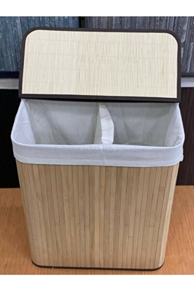 Sever Bambu Çamaşır Sepeti Dikdörtgen 2 Bölmeli 33301 Naturel