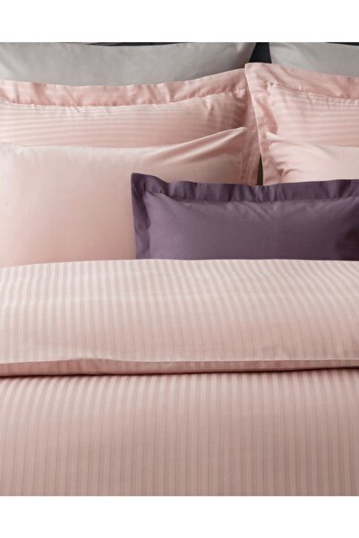 Sefaoğlu tekstil طقم غطاء لحاف من الساتان القطني مقاس كينج، وردي فاتح